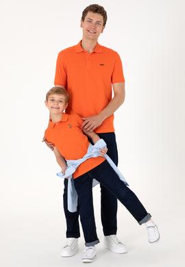 Erkek Regular Fit Polo Yaka Nar Çiçeği Basic Tişört - 50306007169