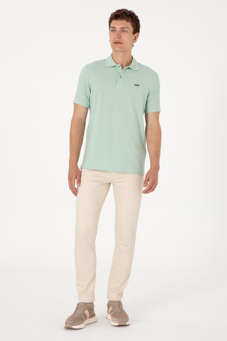 Erkek Regular Fit Polo Yaka Su Yeşili Basic Tişört - 50306007330
