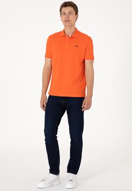 Erkek Regular Fit Polo Yaka Nar Çiçeği Basic Tişört - 50306007169