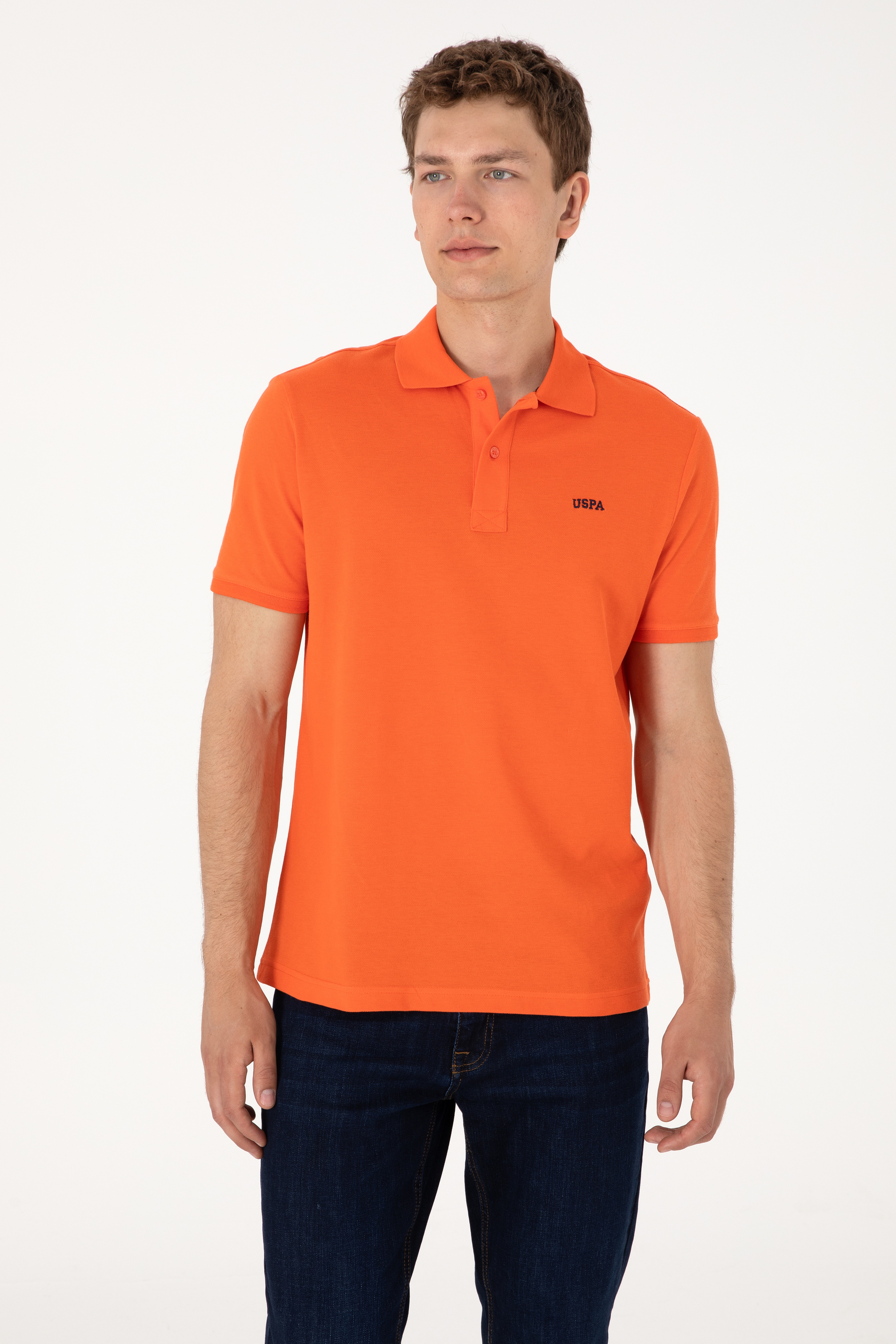 Erkek Regular Fit Polo Yaka Nar Çiçeği Basic Tişört - Image 1