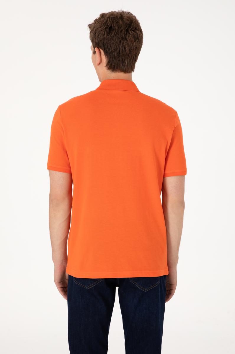 Erkek Regular Fit Polo Yaka Nar Çiçeği Basic Tişört