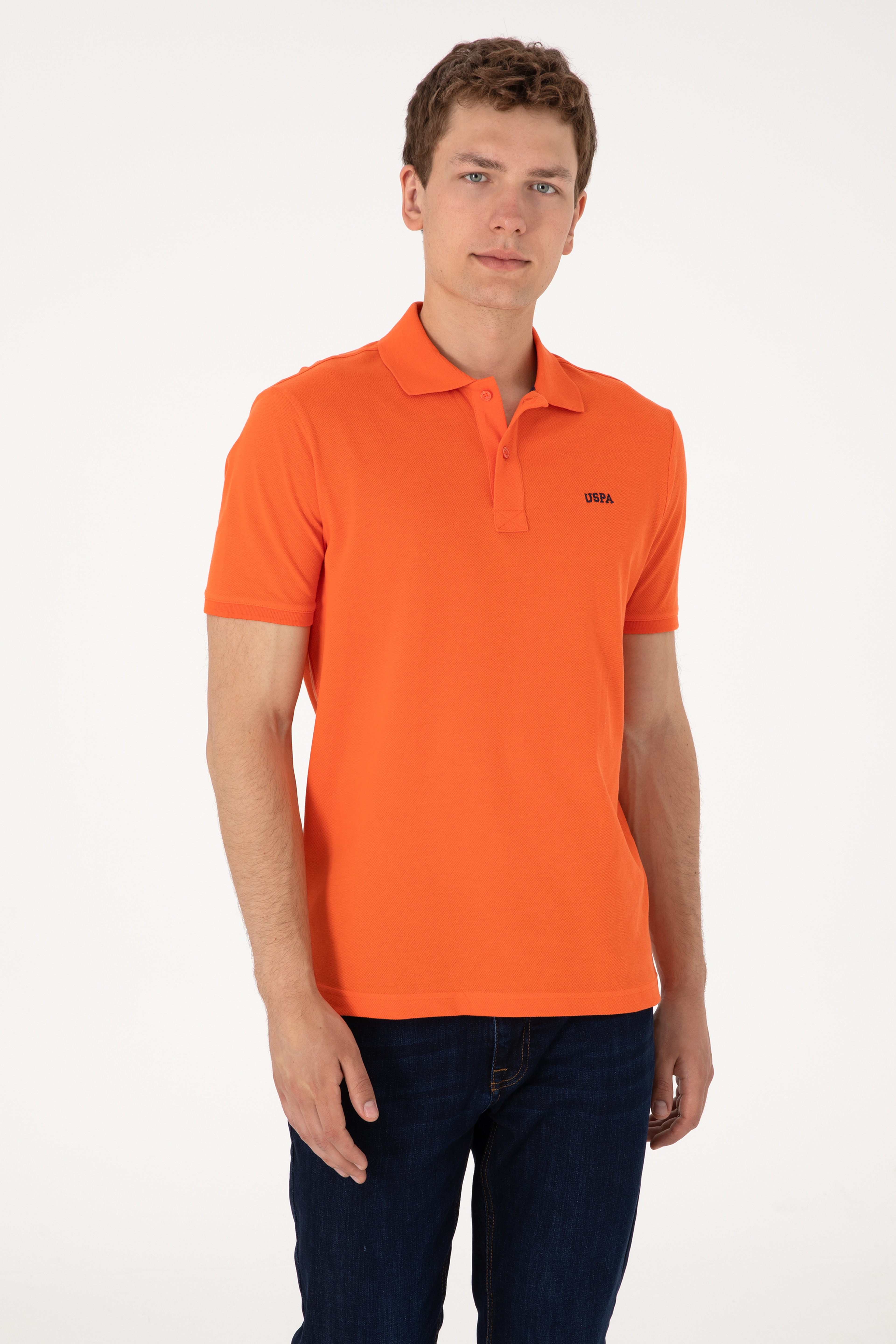 Erkek Regular Fit Polo Yaka Nar Çiçeği Basic Tişört - Image 5