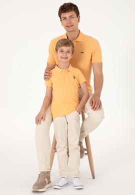 Erkek Regular Fit Polo Yaka Turuncu Basic Tişört - 50306007287