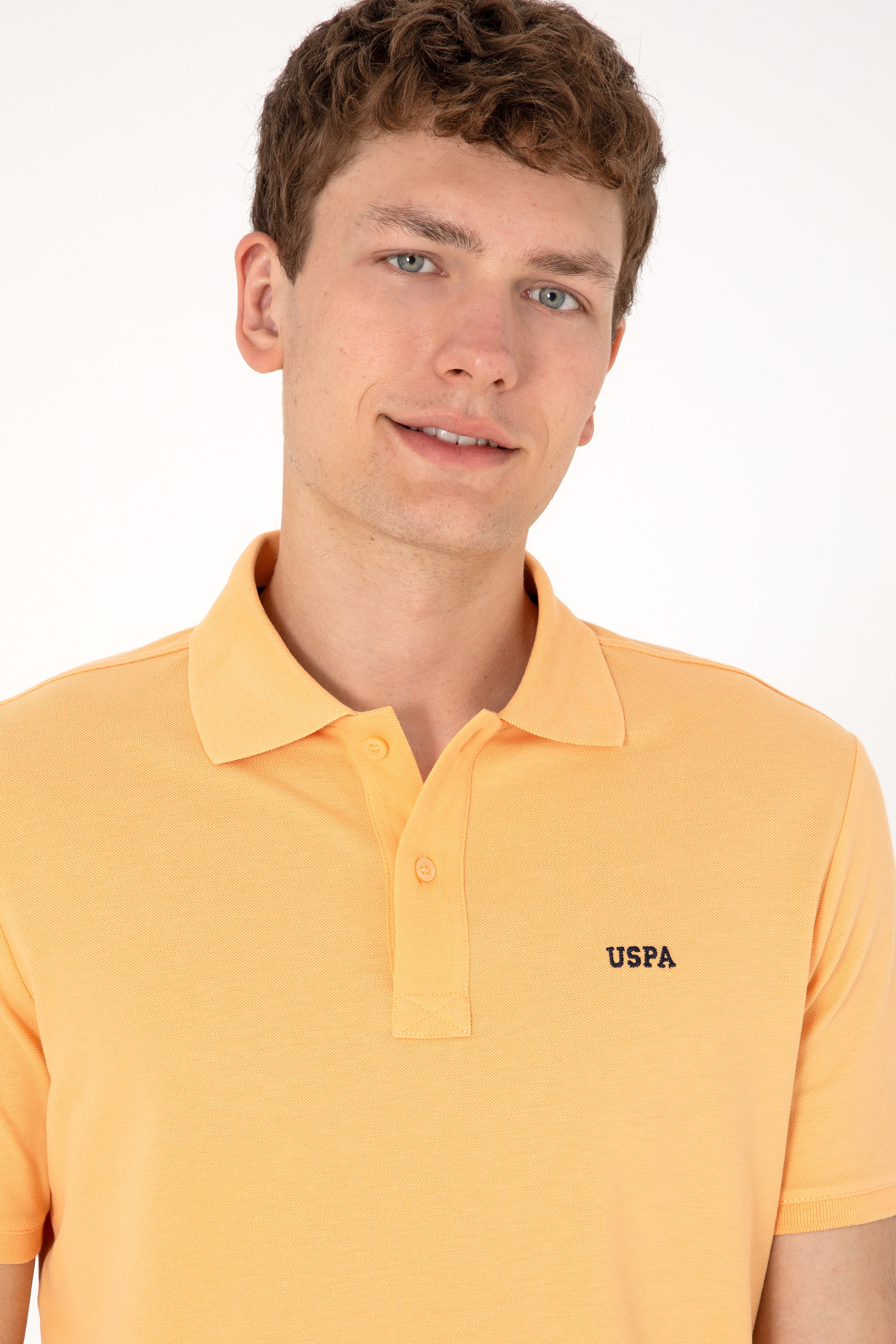Erkek Regular Fit Polo Yaka Turuncu Basic Tişört - Image 2