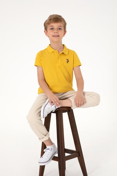 Erkek Çocuk Sarı Basic Polo Yaka Tişört