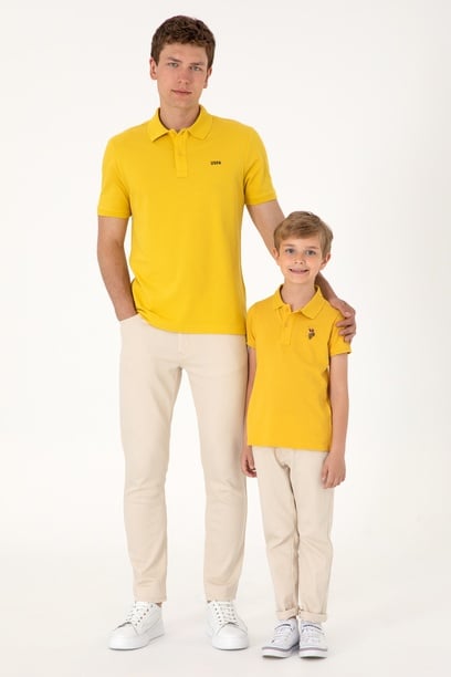 Erkek Çocuk Sarı Basic Polo Yaka Tişört