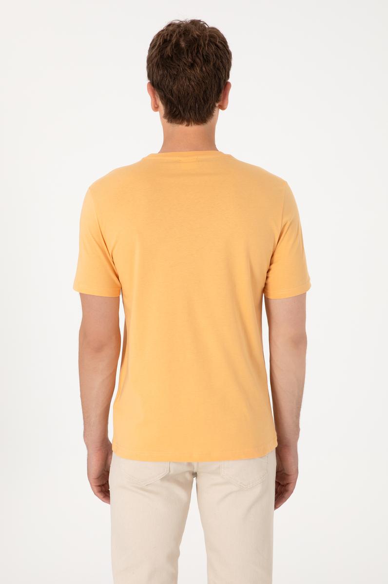 Erkek Regular Fit Bisiklet Yaka Turuncu Tişört