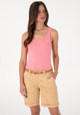 Kadın Pembe Kolsuz Bisiklet Yaka Basic Tişört - 50300895043