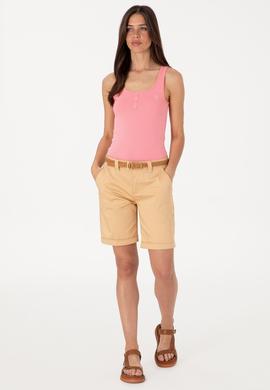 Kadın Pembe Kolsuz Bisiklet Yaka Basic Tişört - 50300895043