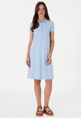 Kadın Açık Mavi Polo Yaka Mini Boy Örme Elbise - 50305853072