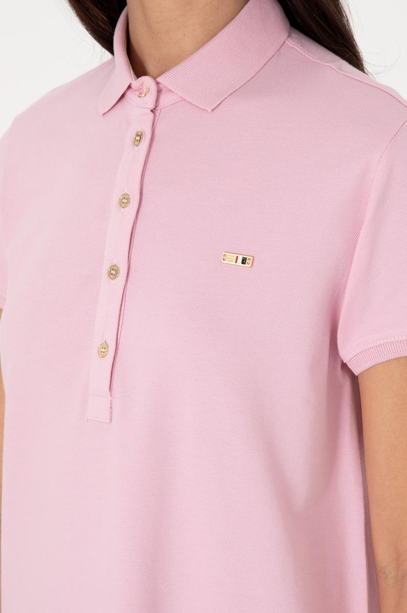 Kadın Açık Pembe Polo Yaka Mini Boy Örme Elbise