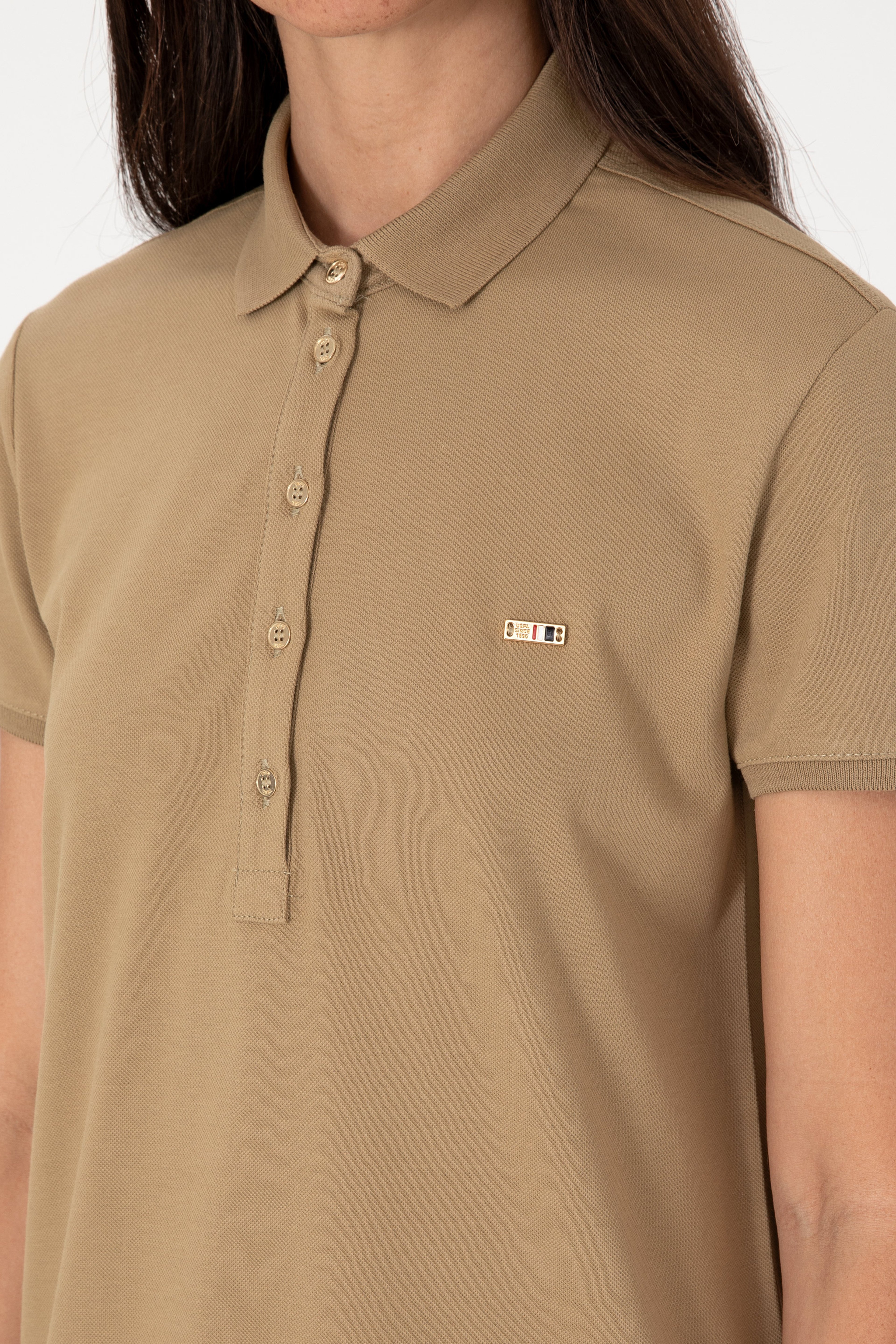 Kadın Haki Polo Yaka Mini Boy Örme Elbise - Image 6