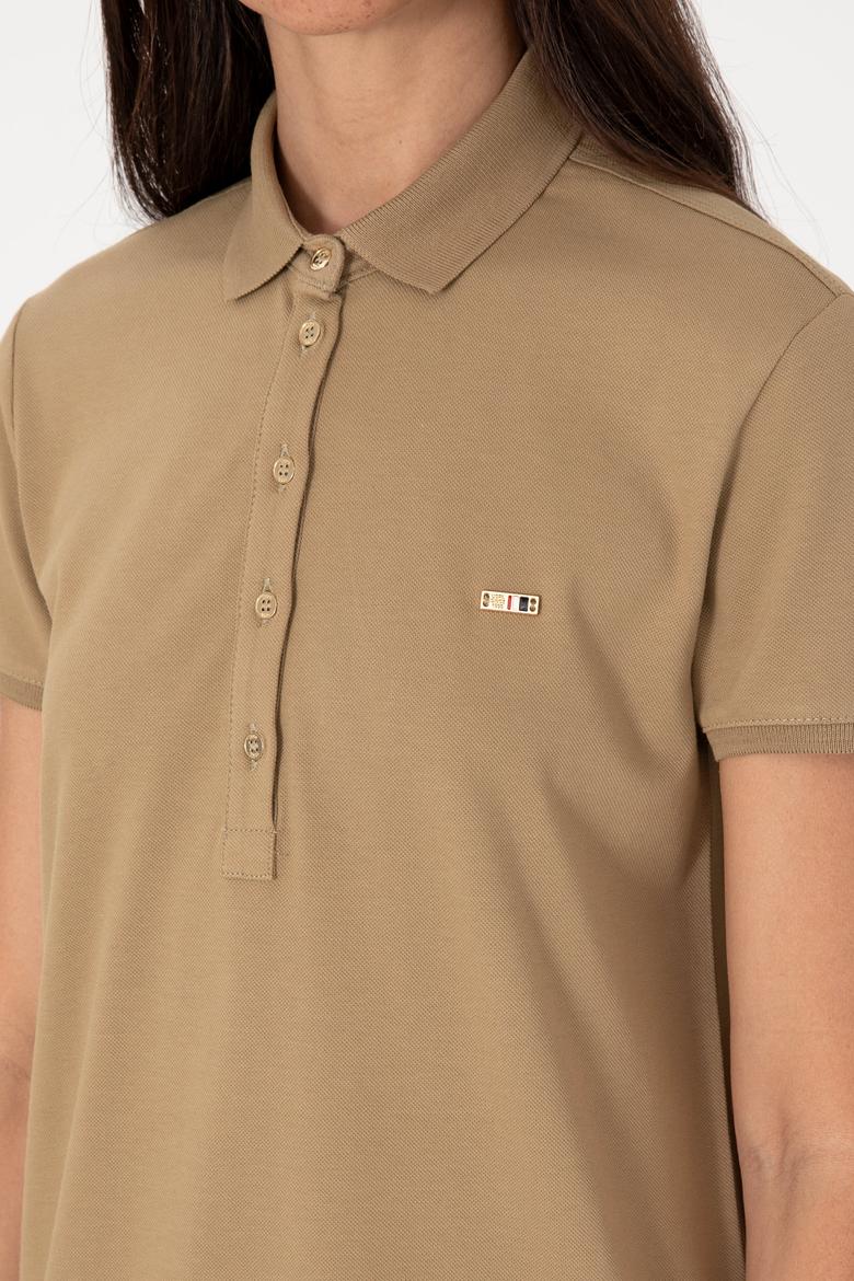 Kadın Haki Polo Yaka Mini Boy Örme Elbise - 50305853088