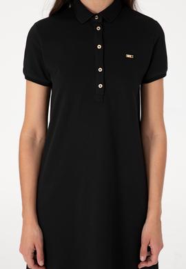 Kadın Siyah Polo Yaka Mini Boy Örme Elbise - 50305853008