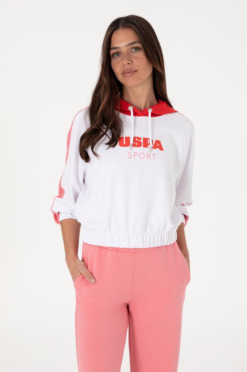 Kadın Beyaz Kapüşonlu Sweatshırt