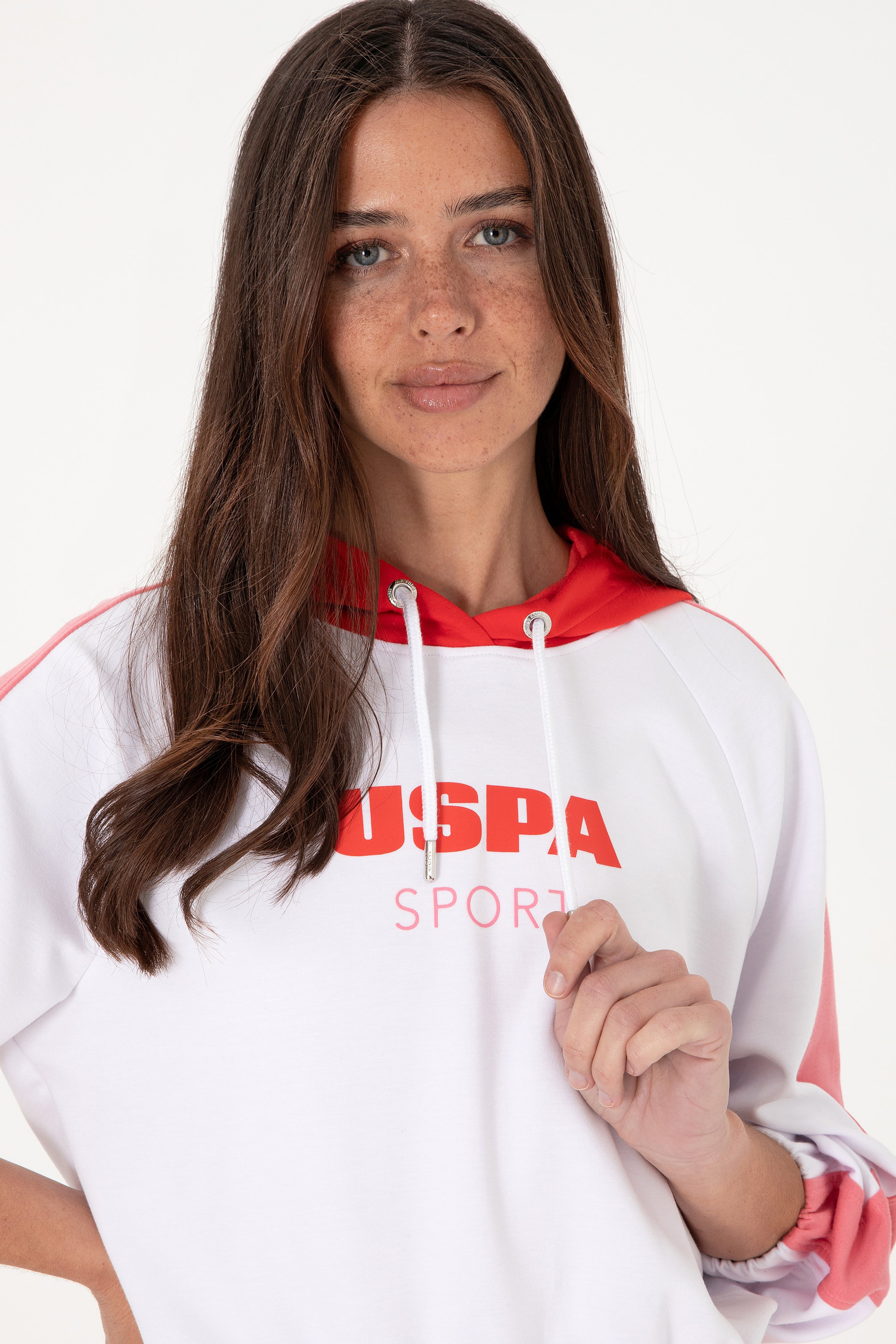 Kadın Beyaz Kapüşonlu Sweatshırt - Image 2