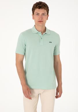 Erkek Regular Fit Polo Yaka Su Yeşili Basic Tişört - 50306007330