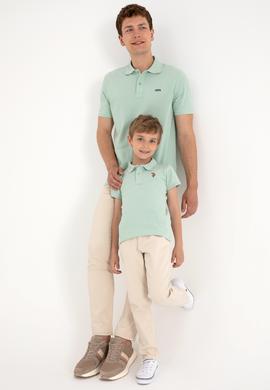 Erkek Regular Fit Polo Yaka Su Yeşili Basic Tişört - 50306007330