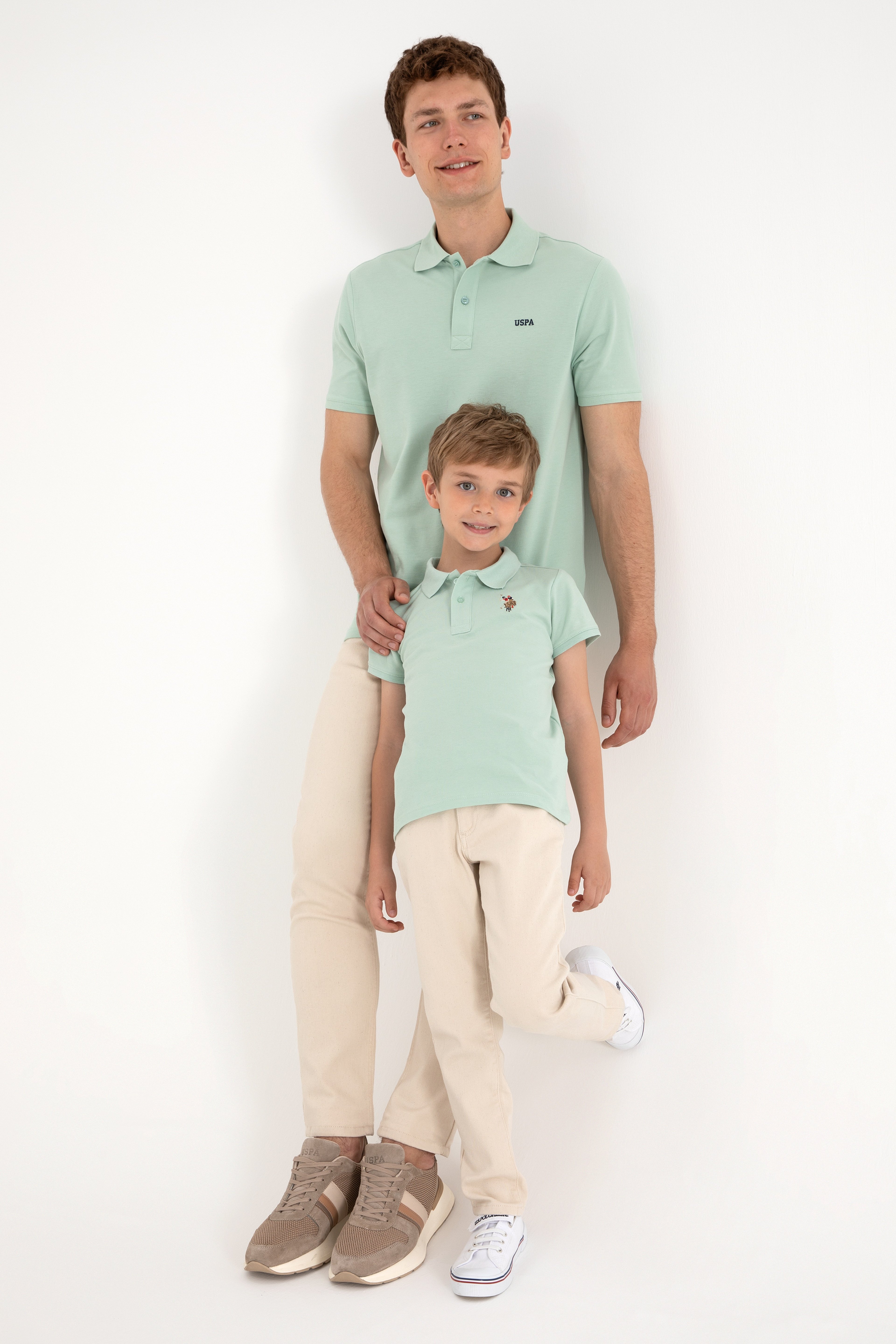 Erkek Regular Fit Polo Yaka Su Yeşili Basic Tişört - Image 4