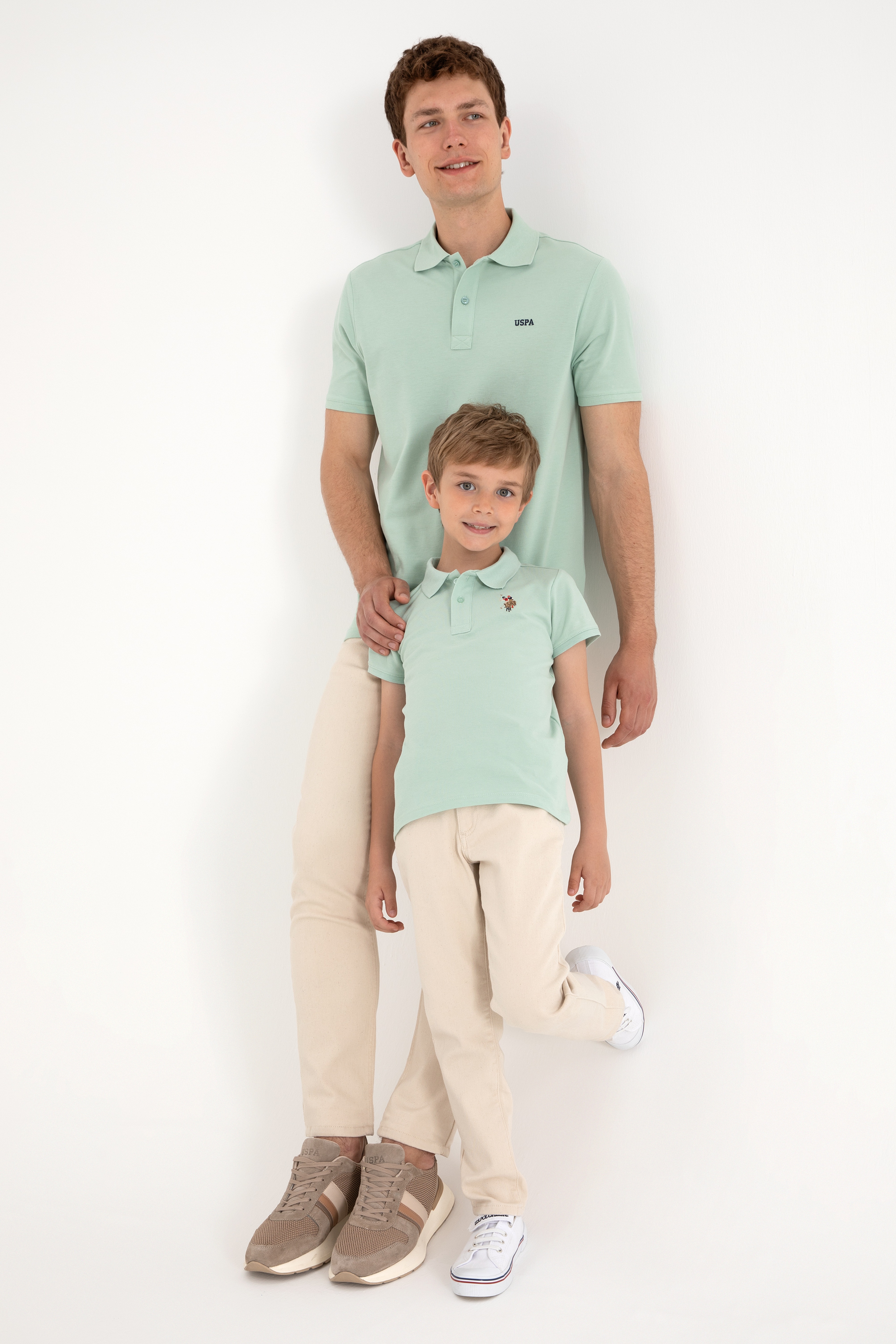 Erkek Regular Fit Polo Yaka Su Yeşili Basic Tişört