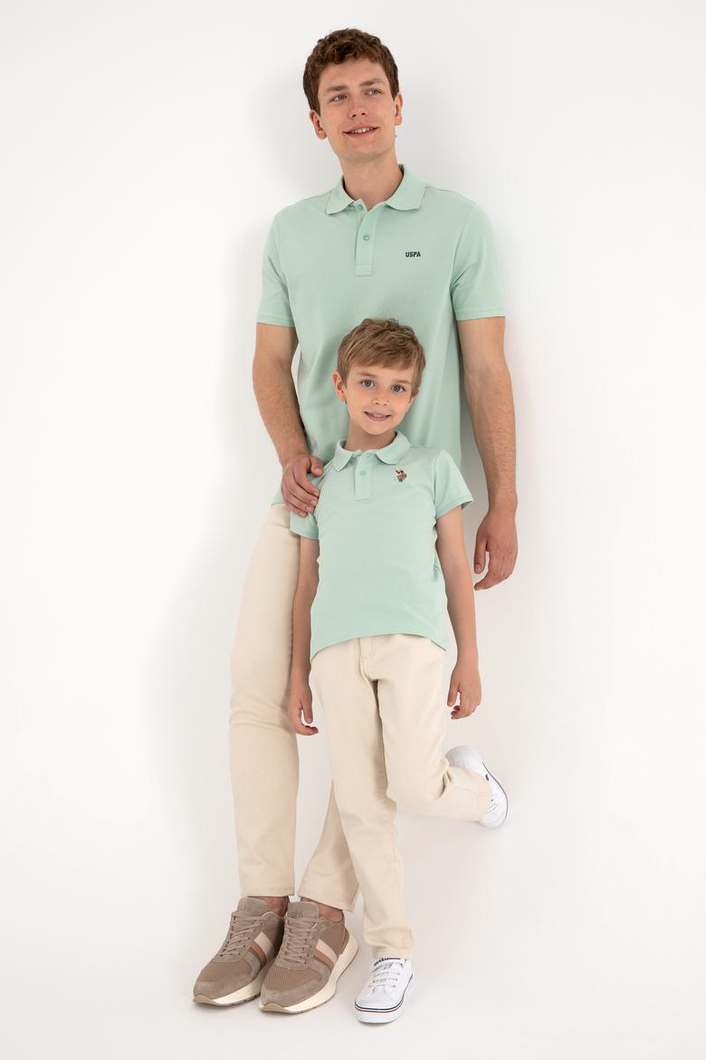 Erkek Regular Fit Polo Yaka Su Yeşili Basic Tişört - 50306007330