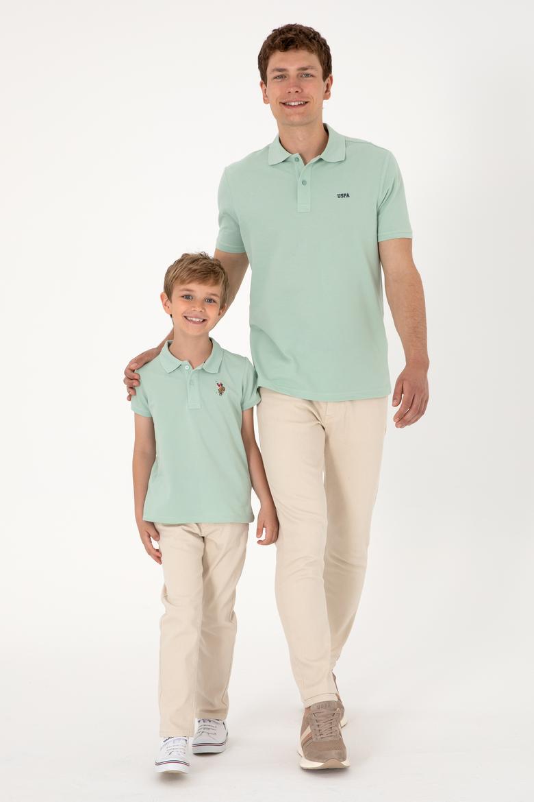 Erkek Regular Fit Polo Yaka Su Yeşili Basic Tişört