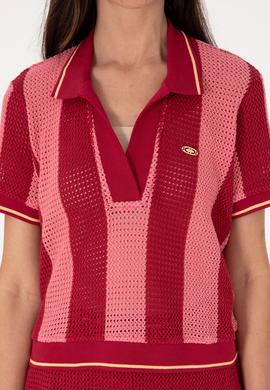 Kadın Vişne Polo Yaka Tişört - 50300791014