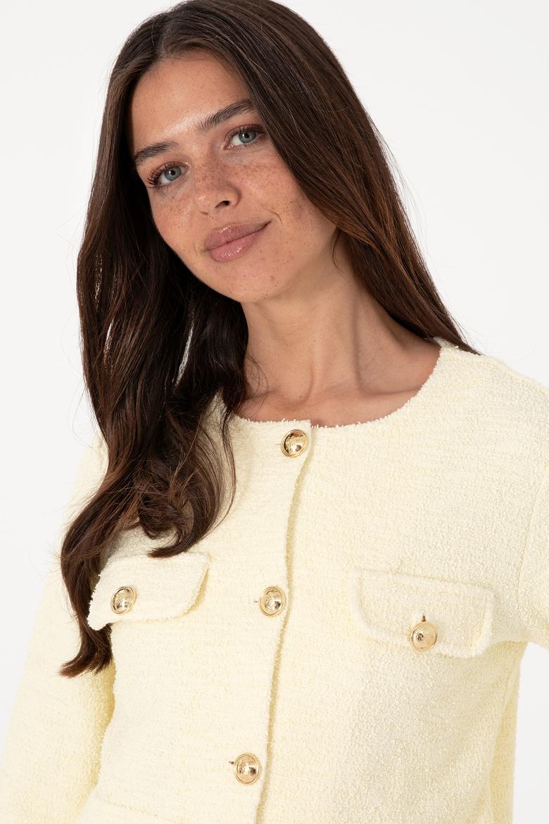 Kadın Limon Örme Ceket - 50300748006