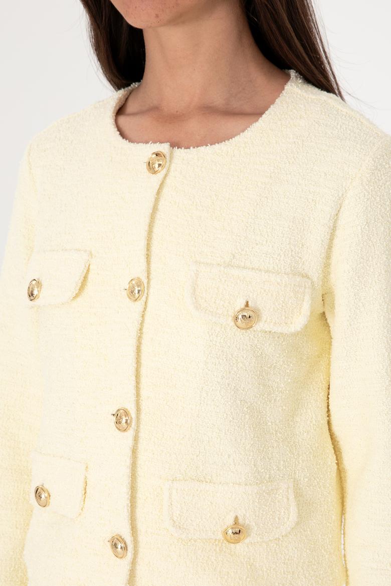 Kadın Limon Örme Ceket - 50300748006