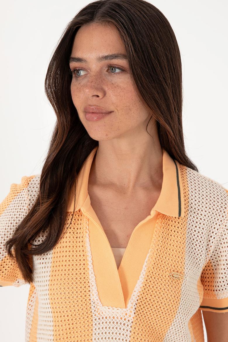 Kadın Turuncu Polo Yaka Tişört - 50300791002