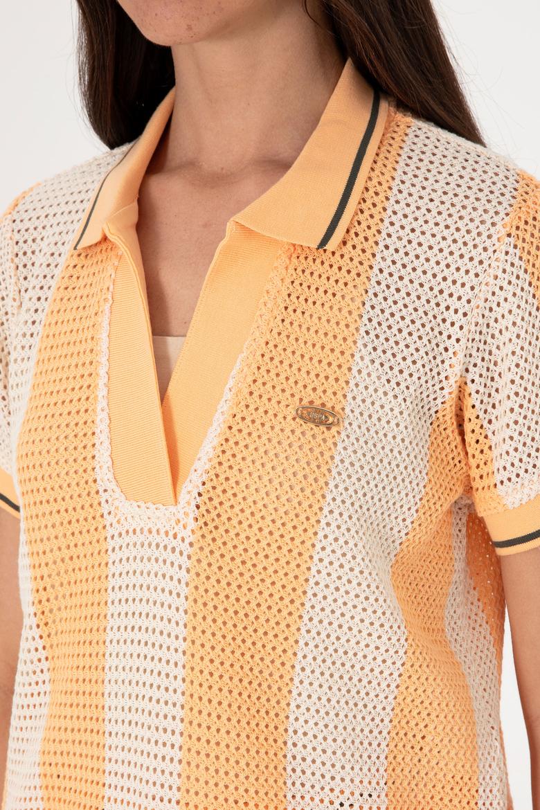 Kadın Turuncu Polo Yaka Tişört - 50300791002
