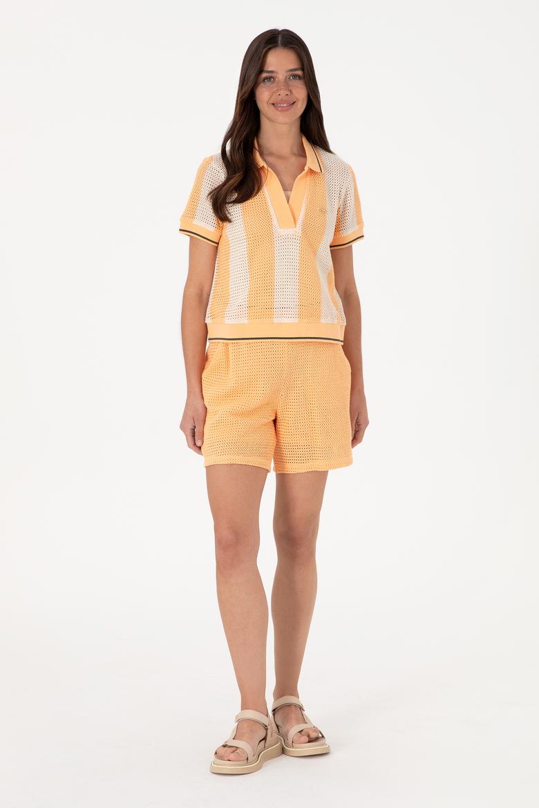 Kadın Turuncu Polo Yaka Tişört - 50300791002