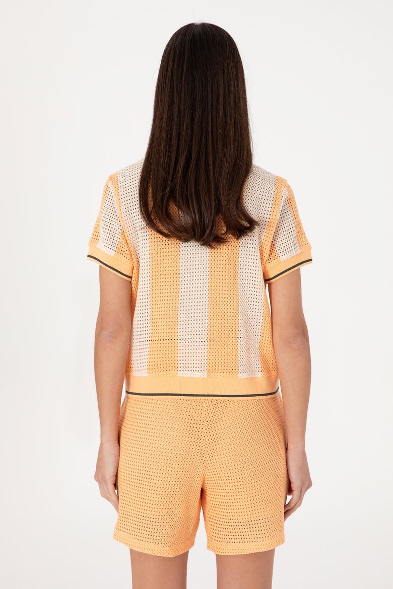 Kadın Turuncu Polo Yaka Tişört - 50300791002