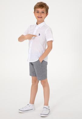 Erkek Çocuk Beyaz Kısa Kollu Gömlek - 50306567008