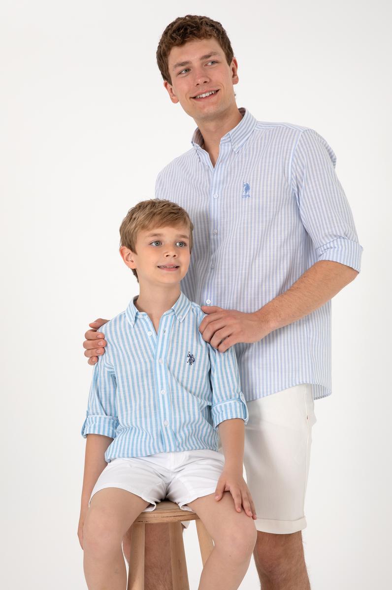 Erkek Çizgili Mavi Gömlek