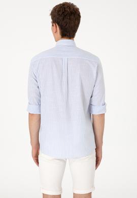 Erkek Çizgili Mavi Gömlek - 50306310030