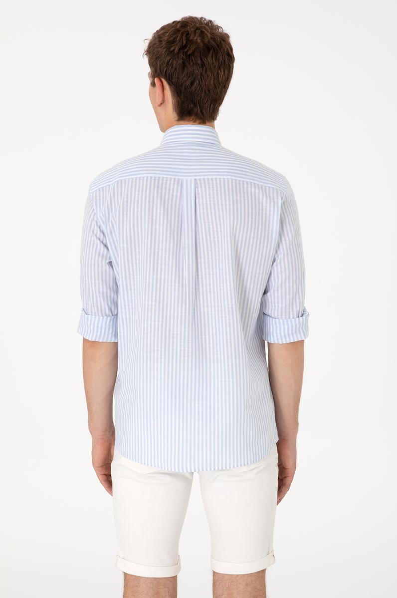 Erkek Çizgili Mavi Gömlek