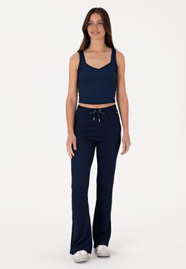 Kadın Lacivert Kolsuz V Yaka Tişört - 50306679012