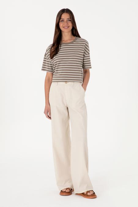Kadın Taş Loose Fit Kanvas Pantolon