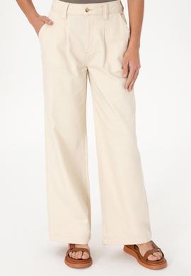 Kadın Ekru Loose Fit Kanvas Pantolon - 50309133003