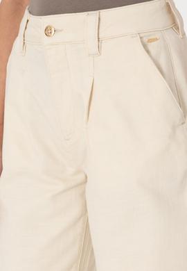 Kadın Ekru Loose Fit Kanvas Pantolon - 50309133003