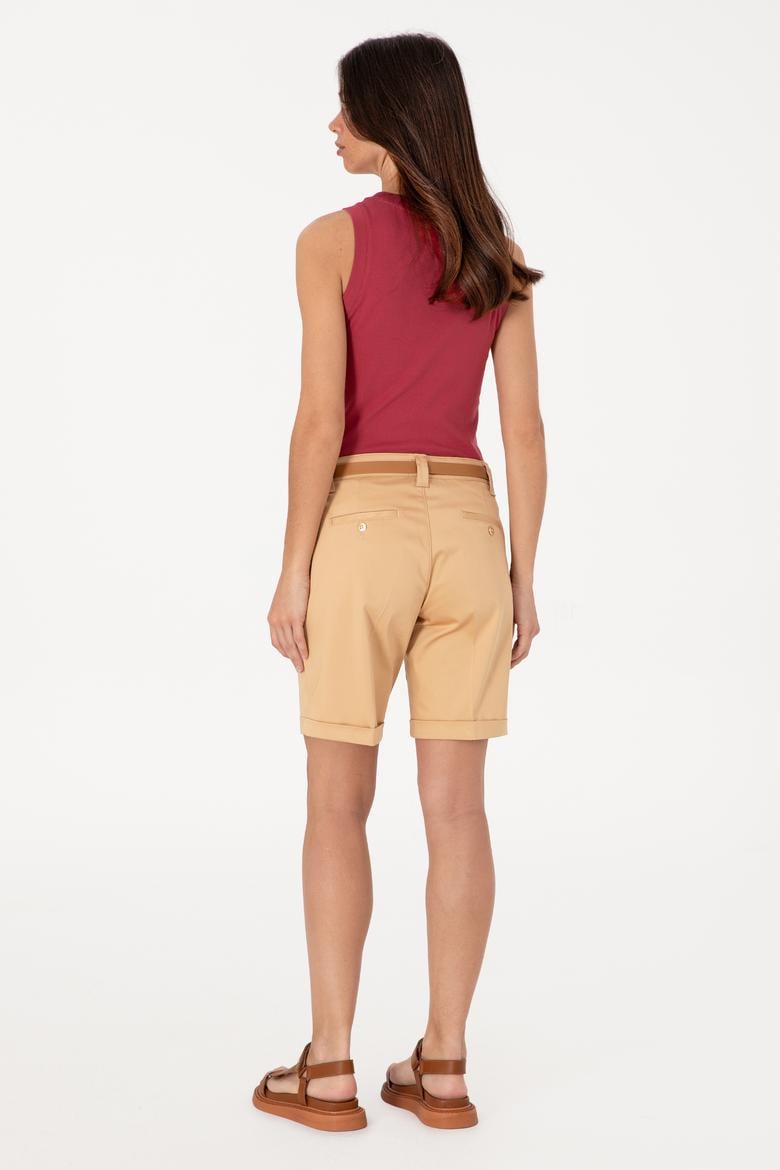 Kadın Camel Dokuma Şort - 50299160006