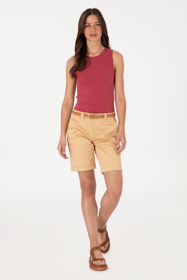 Kadın Camel Dokuma Şort