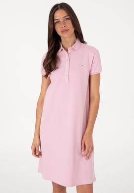 Kadın Açık Pembe Polo Yaka Mini Boy Örme Elbise - 50305853048
