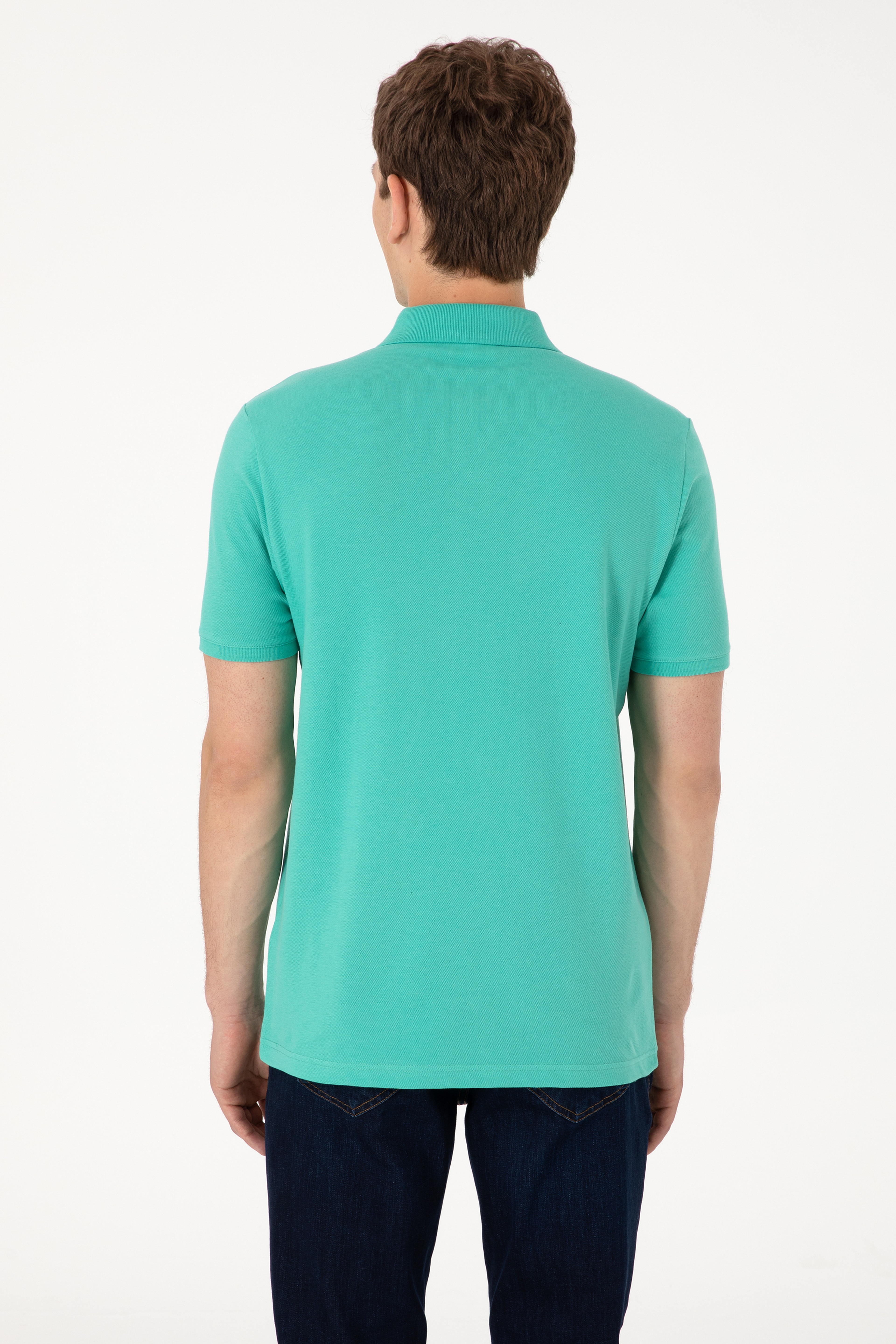 Erkek Polo Yaka Mint Basic Tişört - Image 7