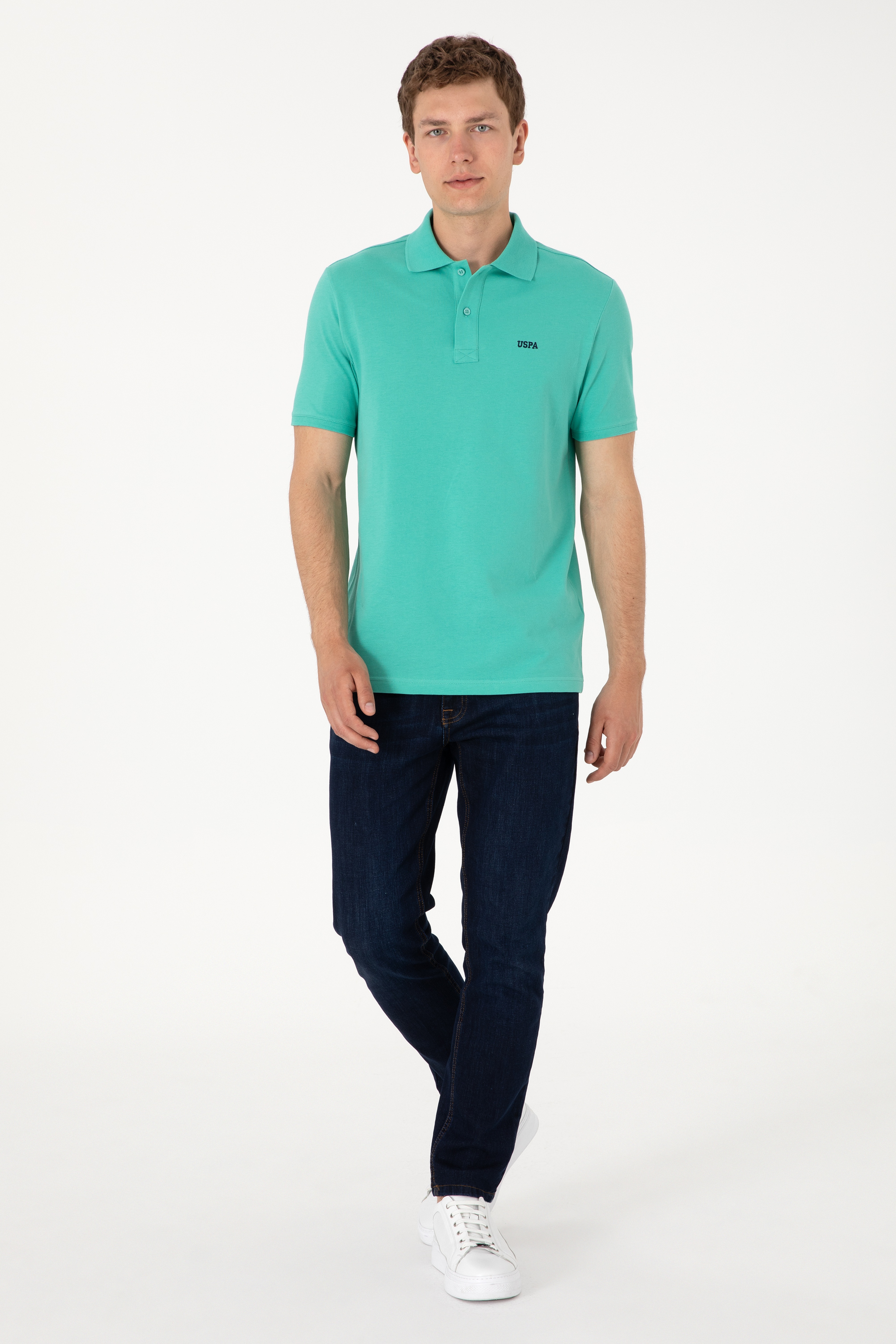 Erkek Polo Yaka Mint Basic Tişört - Image 6