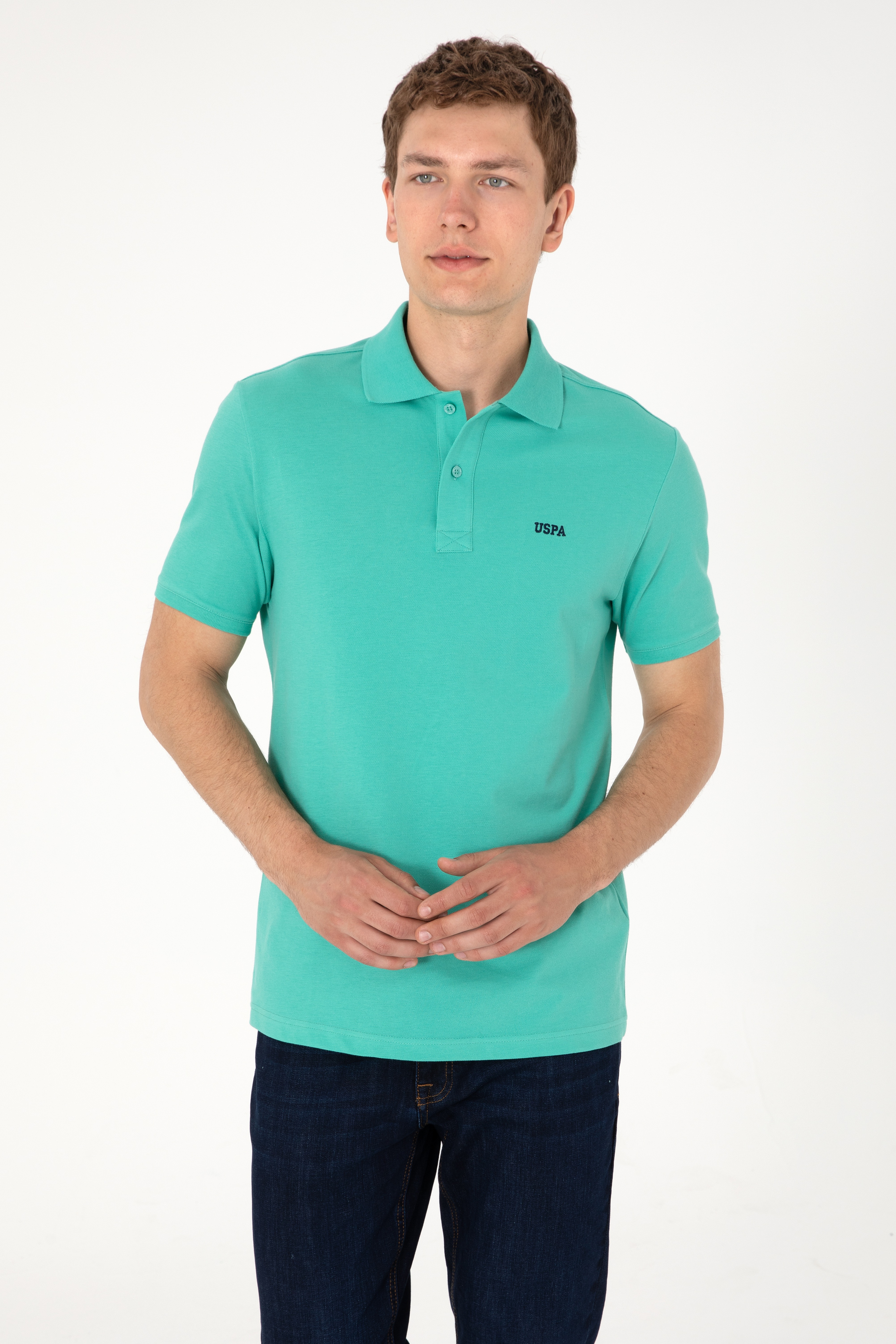 Erkek Polo Yaka Mint Basic Tişört - Image 3