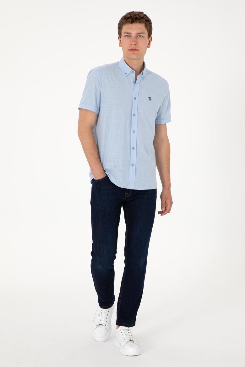 Erkek Açık Mavi Kısa Kollu Gömlek - 50306324027