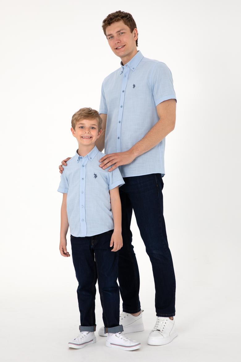 Erkek Açık Mavi Kısa Kollu Gömlek