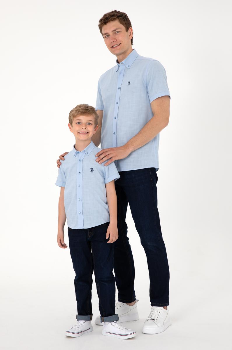 Erkek Açık Mavi Kısa Kollu Gömlek